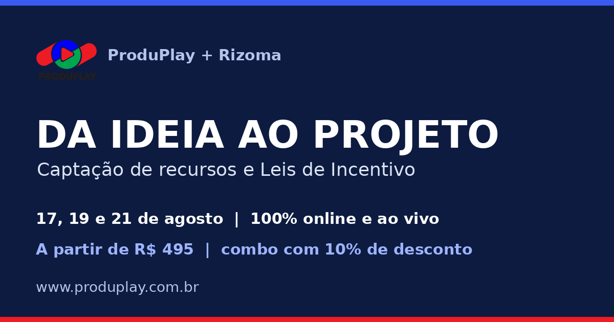 Peça de divulgação da segunda edição do curso Da Ideia ao Projeto, agosto de 2026